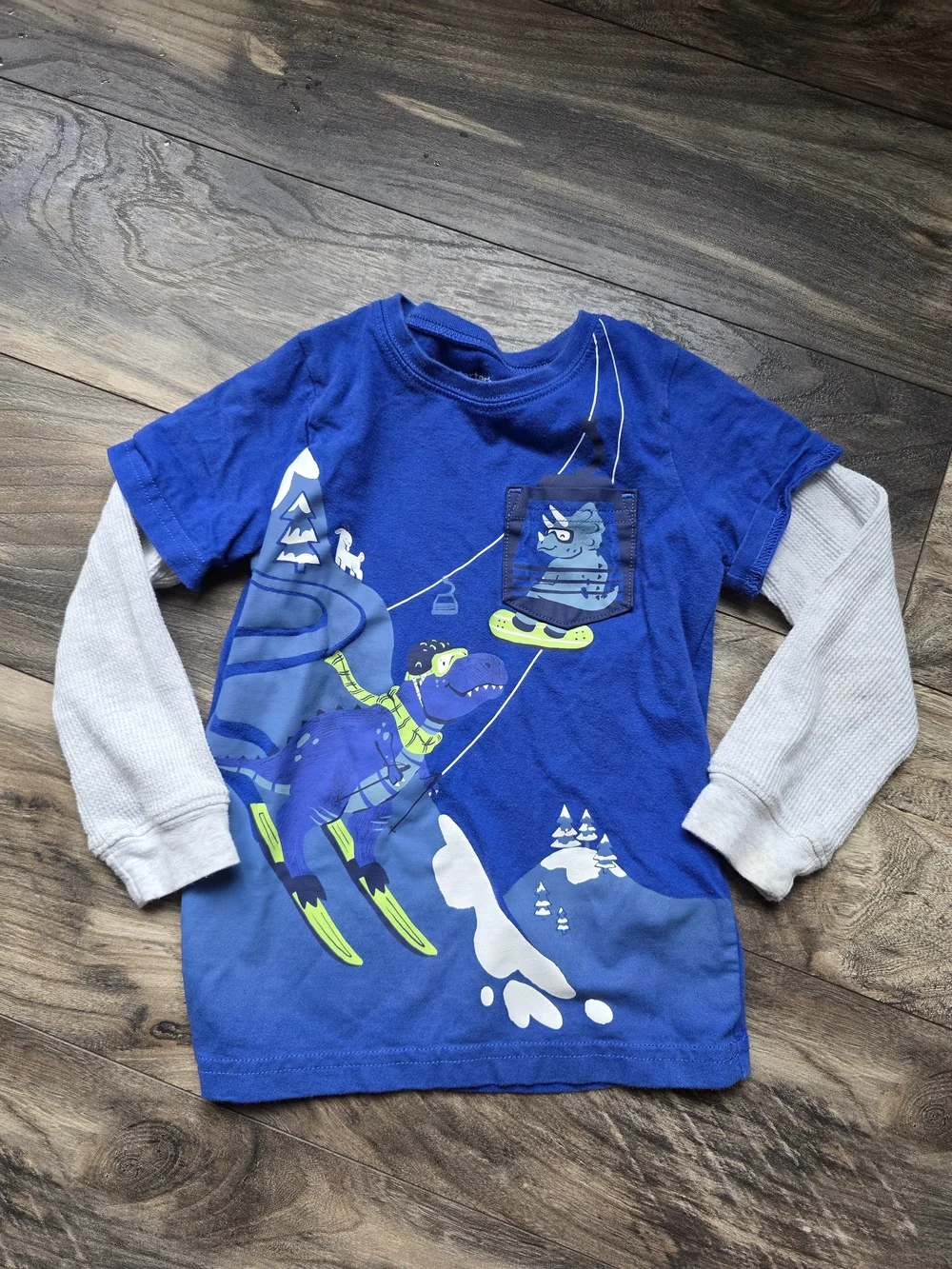 Carter's Royal Blue Dino Ski Layered-Look Long Sleeve Tee